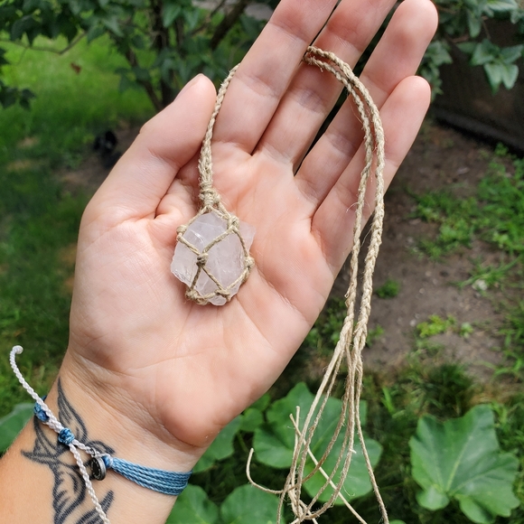 Jewelry - Clear Quartz Hemp Wrapped Crystal Necklace